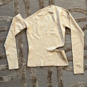 NWOT Cult Gaia Teri one shoulder knit top beige/sand